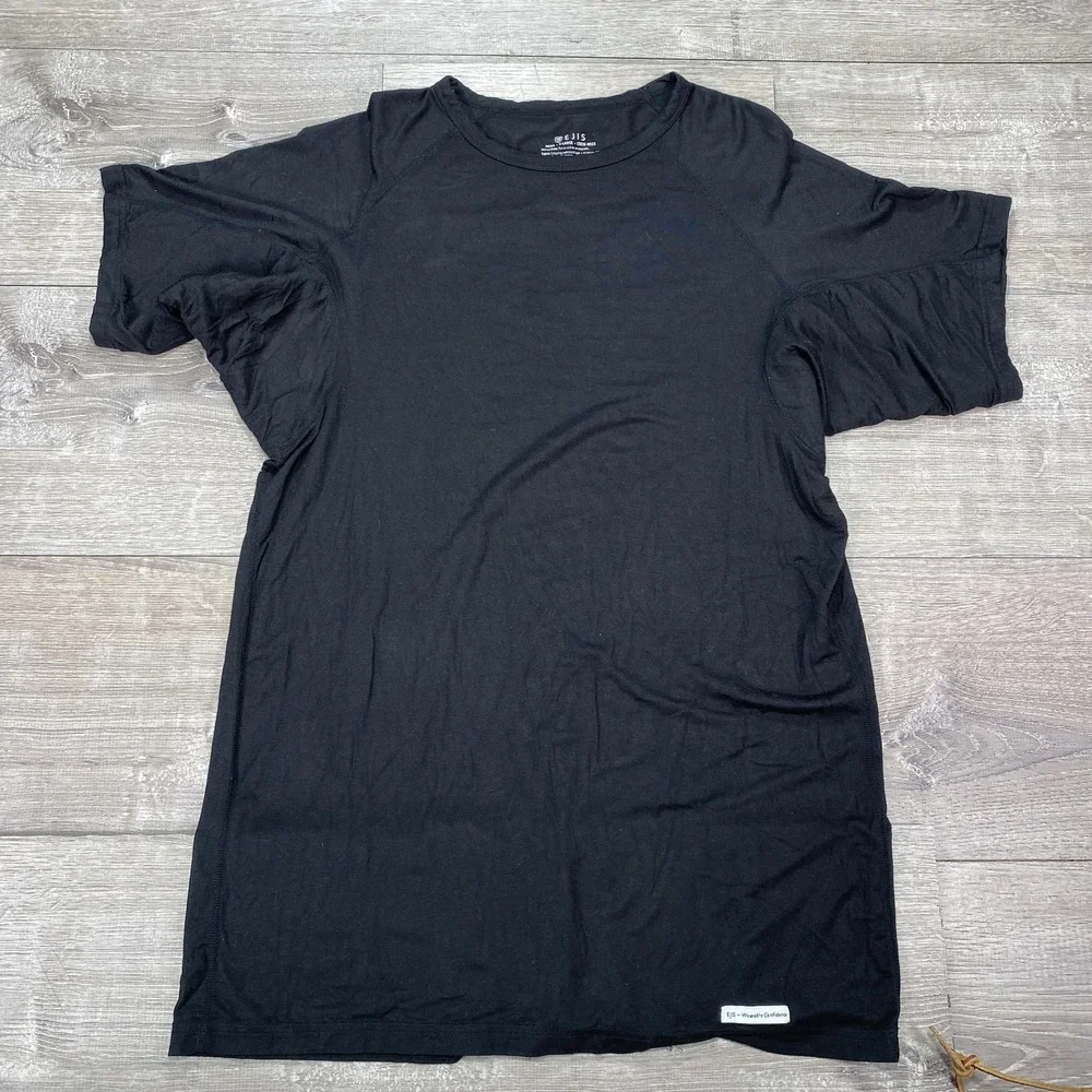 EJIS Shirt Mens‎ XL Black Crew Neck Sweat Proof Undershirt Lenzing Modal Silver